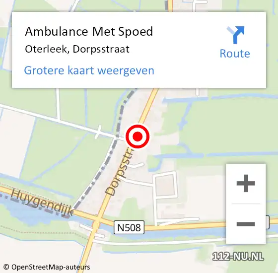 Locatie op kaart van de 112 melding: Ambulance Met Spoed Naar Oterleek, Dorpsstraat op 17 november 2016 16:51