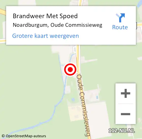 Locatie op kaart van de 112 melding: Brandweer Met Spoed Naar Noardburgum, Oude Commissieweg op 17 november 2016 17:03