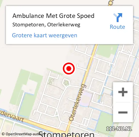 Locatie op kaart van de 112 melding: Ambulance Met Grote Spoed Naar Stompetoren, Oterlekerweg op 17 november 2016 17:14