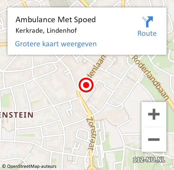 Locatie op kaart van de 112 melding: Ambulance Met Spoed Naar Kerkrade, Lindenhof op 17 november 2016 17:22