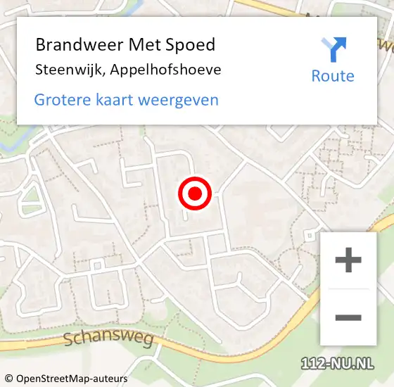 Locatie op kaart van de 112 melding: Brandweer Met Spoed Naar Steenwijk, Appelhofshoeve op 1 januari 2014 17:43