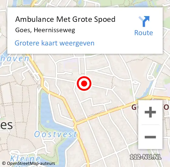 Locatie op kaart van de 112 melding: Ambulance Met Grote Spoed Naar Goes, Heernisseweg op 17 november 2016 18:19