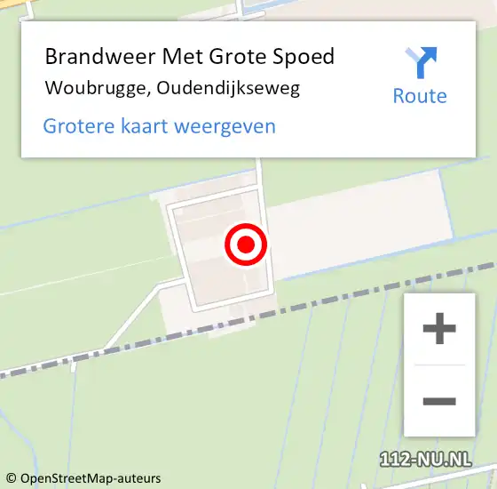 Locatie op kaart van de 112 melding: Brandweer Met Grote Spoed Naar Woubrugge, Oudendijkseweg op 17 november 2016 18:21