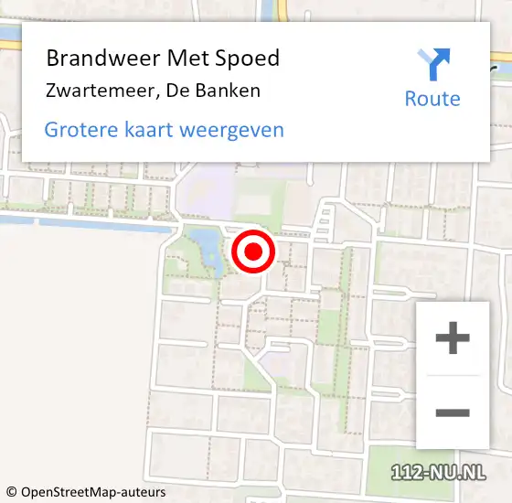 Locatie op kaart van de 112 melding: Brandweer Met Spoed Naar Zwartemeer, De Banken op 1 januari 2014 17:53