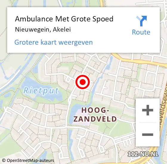 Locatie op kaart van de 112 melding: Ambulance Met Grote Spoed Naar Nieuwegein, Akelei op 17 november 2016 19:37