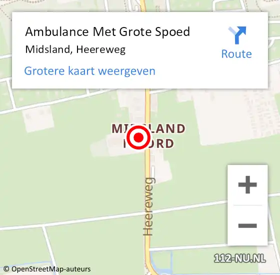 Locatie op kaart van de 112 melding: Ambulance Met Grote Spoed Naar Midsland, Heereweg op 17 november 2016 20:18