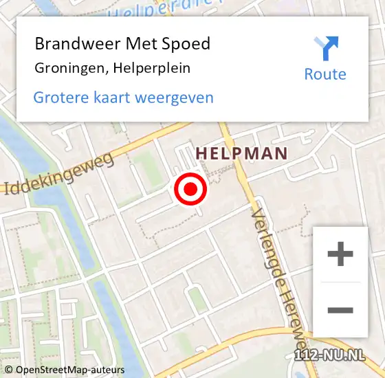 Locatie op kaart van de 112 melding: Brandweer Met Spoed Naar Groningen, Helperplein op 17 november 2016 20:38