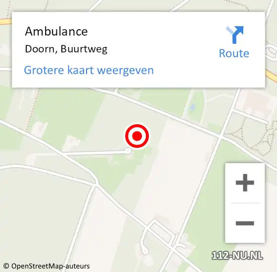 Locatie op kaart van de 112 melding: Ambulance Doorn, Buurtweg op 17 november 2016 20:44