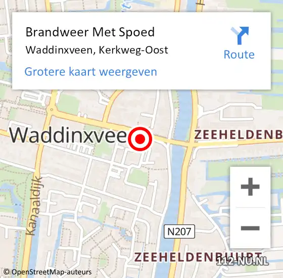 Locatie op kaart van de 112 melding: Brandweer Met Spoed Naar Waddinxveen, Kerkweg-Oost op 17 november 2016 21:17