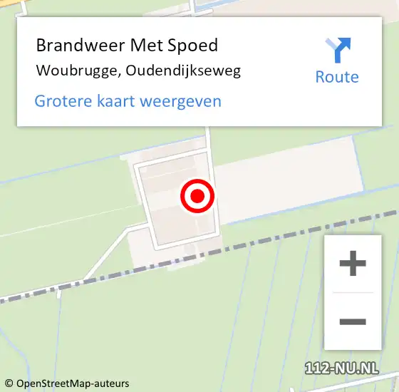 Locatie op kaart van de 112 melding: Brandweer Met Spoed Naar Woubrugge, Oudendijkseweg op 17 november 2016 21:38