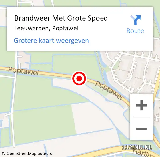 Locatie op kaart van de 112 melding: Brandweer Met Grote Spoed Naar Leeuwarden, Poptawei op 17 november 2016 21:41