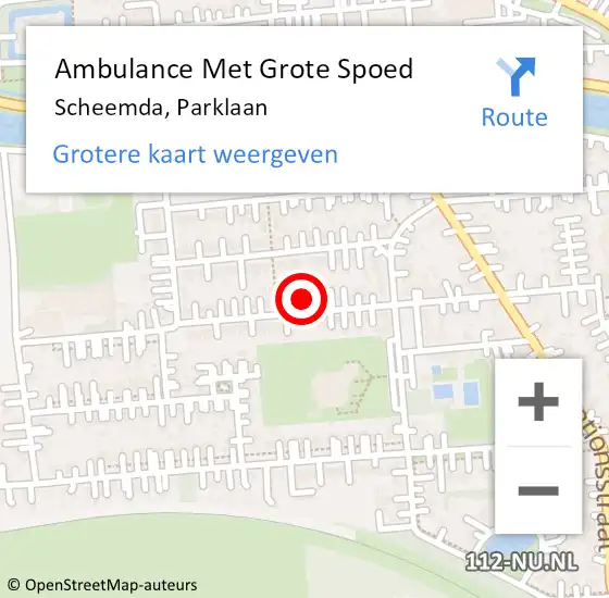Locatie op kaart van de 112 melding: Ambulance Met Grote Spoed Naar Scheemda, Parklaan op 17 november 2016 21:58