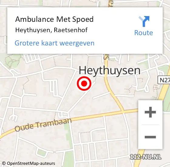 Locatie op kaart van de 112 melding: Ambulance Met Spoed Naar Heythuysen, Raetsenhof op 17 november 2016 22:05