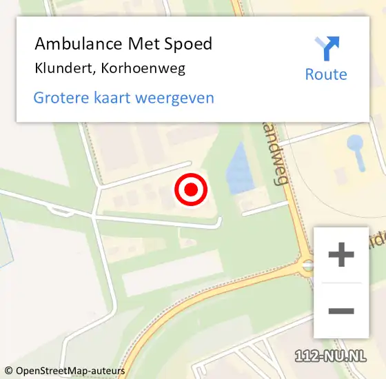 Locatie op kaart van de 112 melding: Ambulance Met Spoed Naar Klundert, Korhoenweg op 17 november 2016 22:08