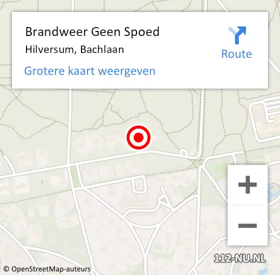 Locatie op kaart van de 112 melding: Brandweer Geen Spoed Naar Hilversum, Bachlaan op 17 november 2016 22:10