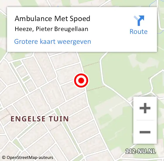 Locatie op kaart van de 112 melding: Ambulance Met Spoed Naar Heeze, Pieter Breugellaan op 17 november 2016 22:18