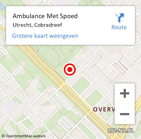 Locatie op kaart van de 112 melding: Ambulance Met Spoed Naar Utrecht, Cobradreef op 17 november 2016 22:47