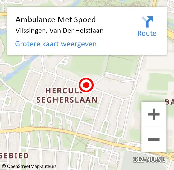 Locatie op kaart van de 112 melding: Ambulance Met Spoed Naar Vlissingen, Van Der Helstlaan op 17 november 2016 23:09