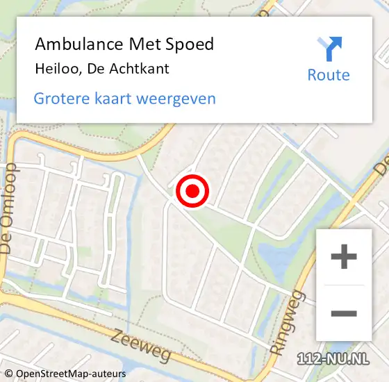 Locatie op kaart van de 112 melding: Ambulance Met Spoed Naar Heiloo, De Achtkant op 17 november 2016 23:49