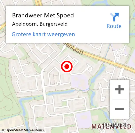 Locatie op kaart van de 112 melding: Brandweer Met Spoed Naar Apeldoorn, Burgersveld op 18 november 2016 00:07