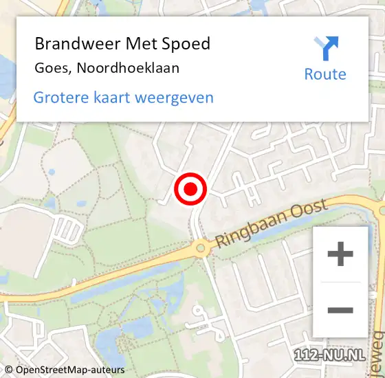 Locatie op kaart van de 112 melding: Brandweer Met Spoed Naar Goes, Noordhoeklaan op 18 november 2016 00:52