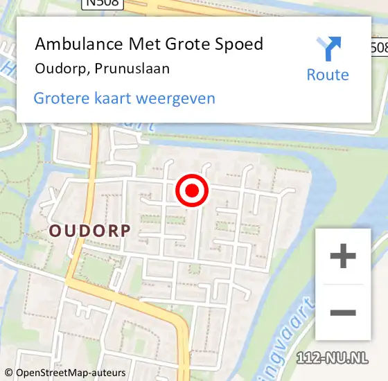 Locatie op kaart van de 112 melding: Ambulance Met Grote Spoed Naar Oudorp, Prunuslaan op 18 november 2016 01:35