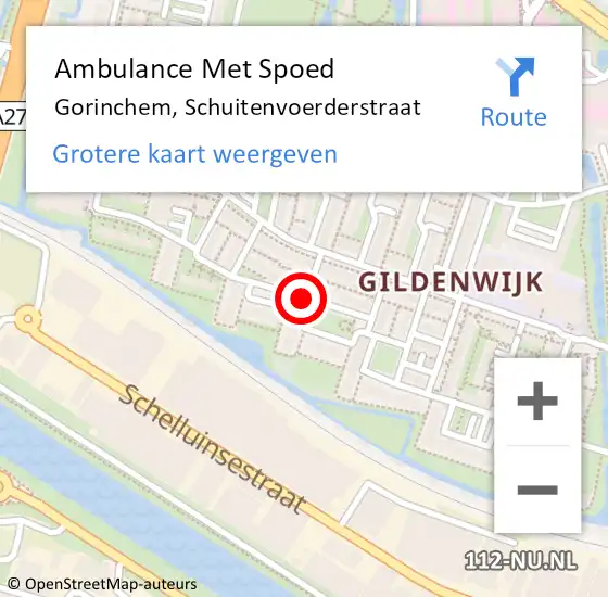 Locatie op kaart van de 112 melding: Ambulance Met Spoed Naar Gorinchem, Schuitenvoerderstraat op 18 november 2016 03:44