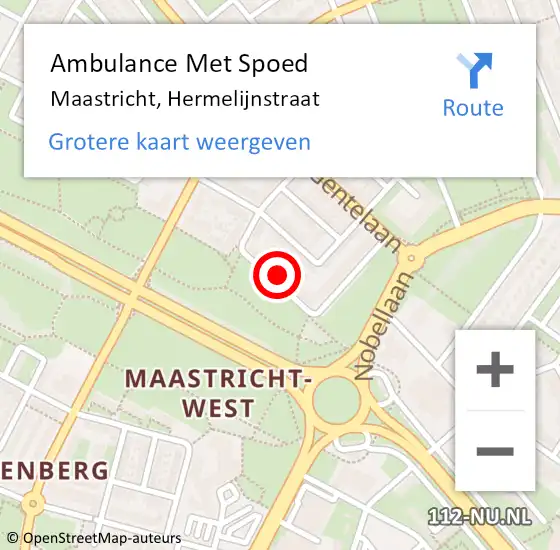 Locatie op kaart van de 112 melding: Ambulance Met Spoed Naar Maastricht, Hermelijnstraat op 1 januari 2014 18:20
