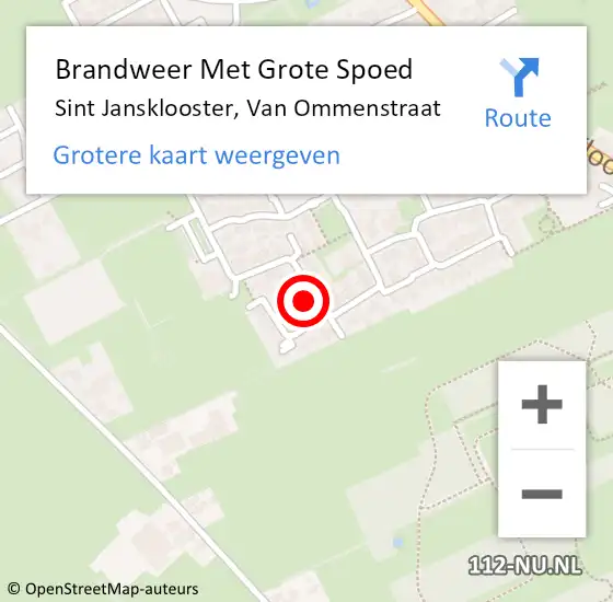 Locatie op kaart van de 112 melding: Brandweer Met Grote Spoed Naar Sint Jansklooster, Van Ommenstraat op 18 november 2016 04:32