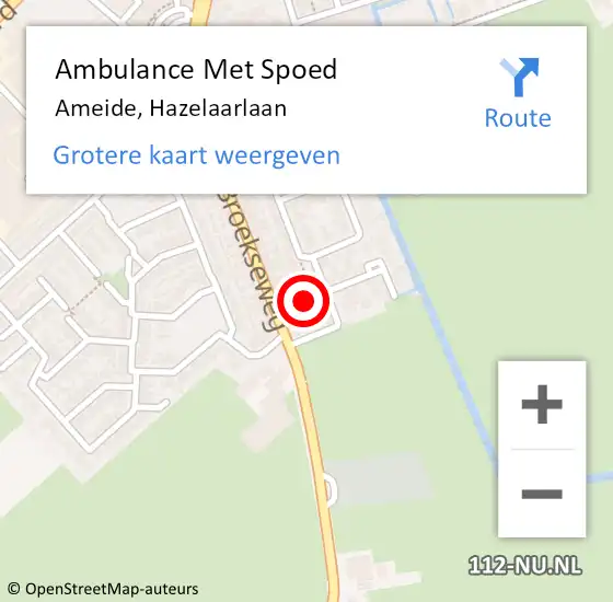 Locatie op kaart van de 112 melding: Ambulance Met Spoed Naar Ameide, Hazelaarlaan op 18 november 2016 05:16