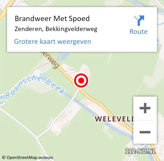 Locatie op kaart van de 112 melding: Brandweer Met Spoed Naar Zenderen, Bekkingvelderweg op 18 november 2016 06:35