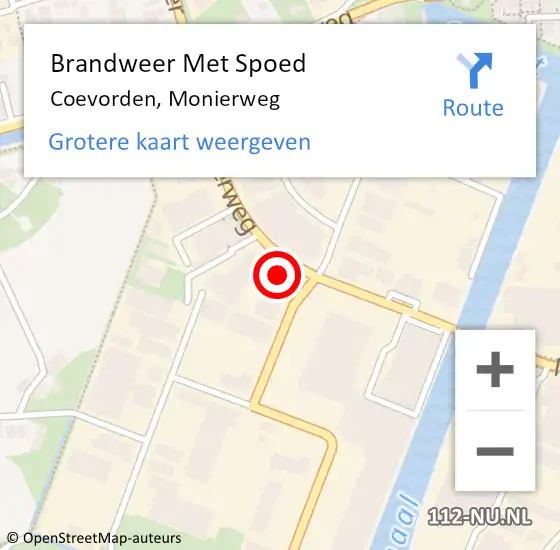 Locatie op kaart van de 112 melding: Brandweer Met Spoed Naar Coevorden, Monierweg op 18 november 2016 06:43