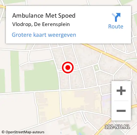 Locatie op kaart van de 112 melding: Ambulance Met Spoed Naar Vlodrop, De Eerensplein op 18 november 2016 08:49