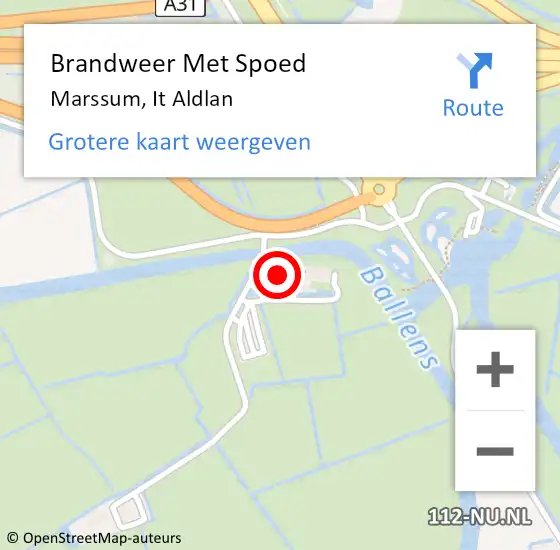 Locatie op kaart van de 112 melding: Brandweer Met Spoed Naar Marssum, It Aldlan op 18 november 2016 08:56