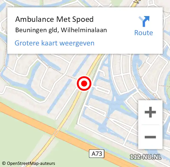Locatie op kaart van de 112 melding: Ambulance Met Spoed Naar Beuningen gld, Wilhelminalaan op 18 november 2016 09:23