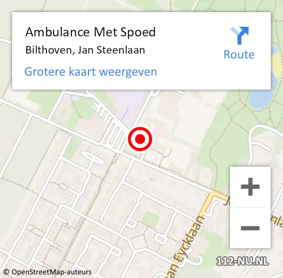 Locatie op kaart van de 112 melding: Ambulance Met Spoed Naar Bilthoven, Jan Steenlaan op 18 november 2016 09:25