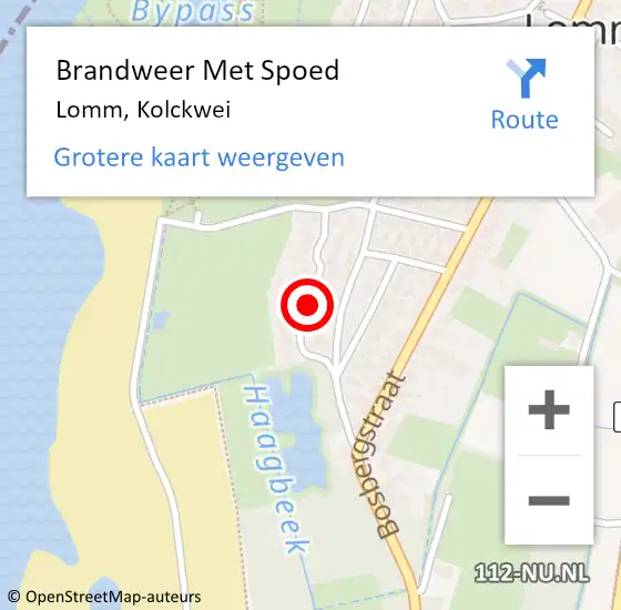 Locatie op kaart van de 112 melding: Brandweer Met Spoed Naar Lomm, Kolckwei op 18 november 2016 09:31