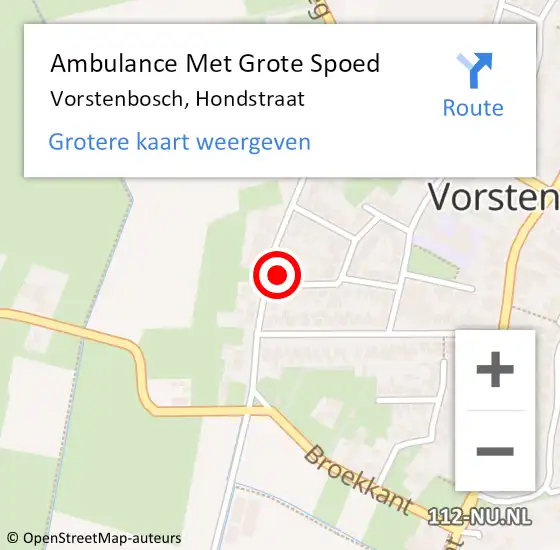 Locatie op kaart van de 112 melding: Ambulance Met Grote Spoed Naar Vorstenbosch, Hondstraat op 18 november 2016 09:38