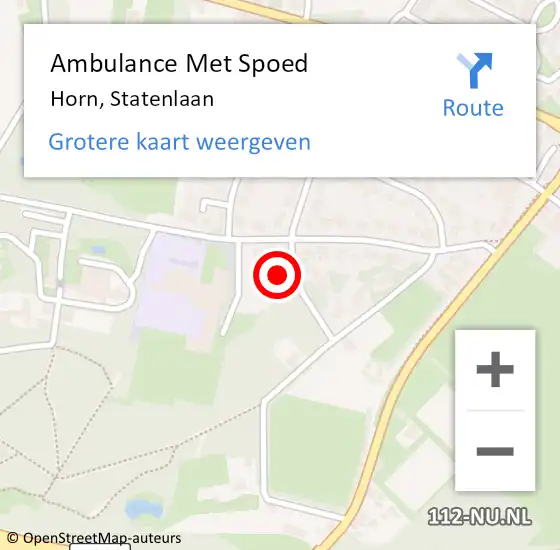 Locatie op kaart van de 112 melding: Ambulance Met Spoed Naar Horn, Statenlaan op 18 november 2016 09:43