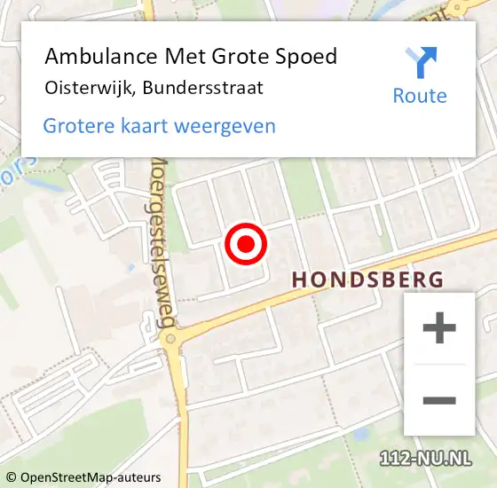 Locatie op kaart van de 112 melding: Ambulance Met Grote Spoed Naar Oisterwijk, Bundersstraat op 18 november 2016 09:58