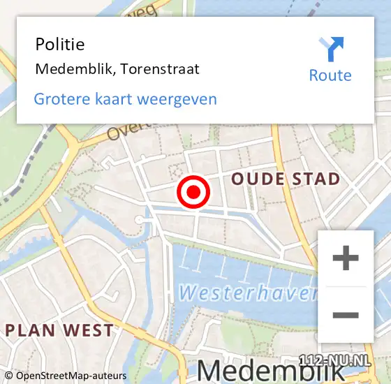 Locatie op kaart van de 112 melding: Politie Medemblik, Torenstraat op 18 november 2016 09:58