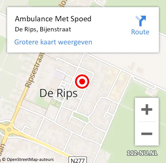 Locatie op kaart van de 112 melding: Ambulance Met Spoed Naar De Rips, Bijenstraat op 18 november 2016 10:18