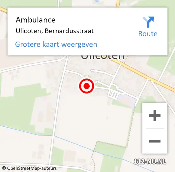 Locatie op kaart van de 112 melding: Ambulance Ulicoten, Bernardusstraat op 18 november 2016 11:12