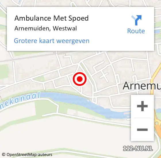 Locatie op kaart van de 112 melding: Ambulance Met Spoed Naar Arnemuiden, Westwal op 18 november 2016 12:03