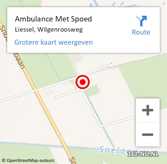 Locatie op kaart van de 112 melding: Ambulance Met Spoed Naar Liessel, Wilgenroosweg op 18 november 2016 12:05