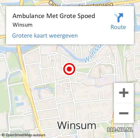 Locatie op kaart van de 112 melding: Ambulance Met Grote Spoed Naar Winsum op 18 november 2016 12:05