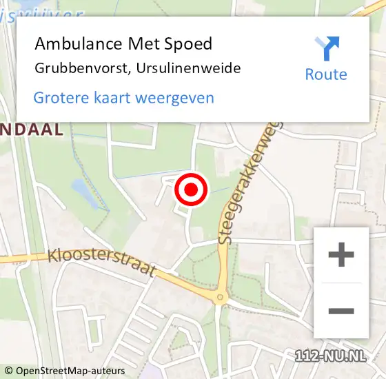 Locatie op kaart van de 112 melding: Ambulance Met Spoed Naar Grubbenvorst, Ursulinenweide op 1 januari 2014 19:03