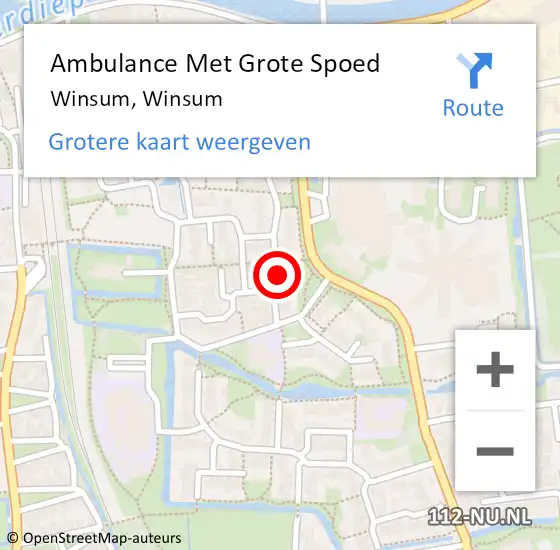 Locatie op kaart van de 112 melding: Ambulance Met Grote Spoed Naar Winsum, Winsum op 18 november 2016 12:40