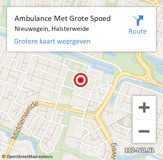 Locatie op kaart van de 112 melding: Ambulance Met Grote Spoed Naar Nieuwegein, Halsterweide op 18 november 2016 13:14