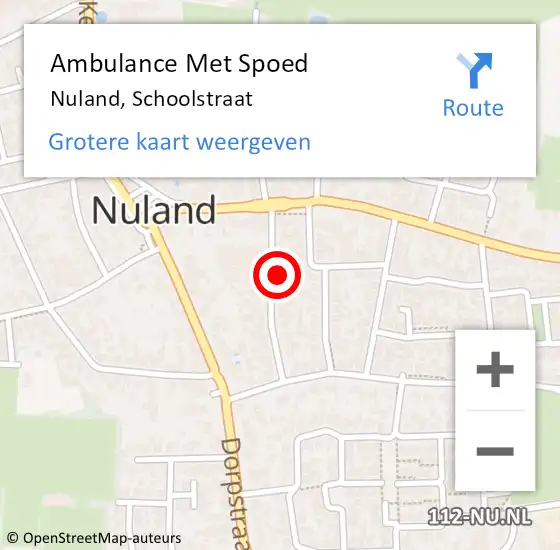 Locatie op kaart van de 112 melding: Ambulance Met Spoed Naar Nuland, Schoolstraat op 18 november 2016 13:42